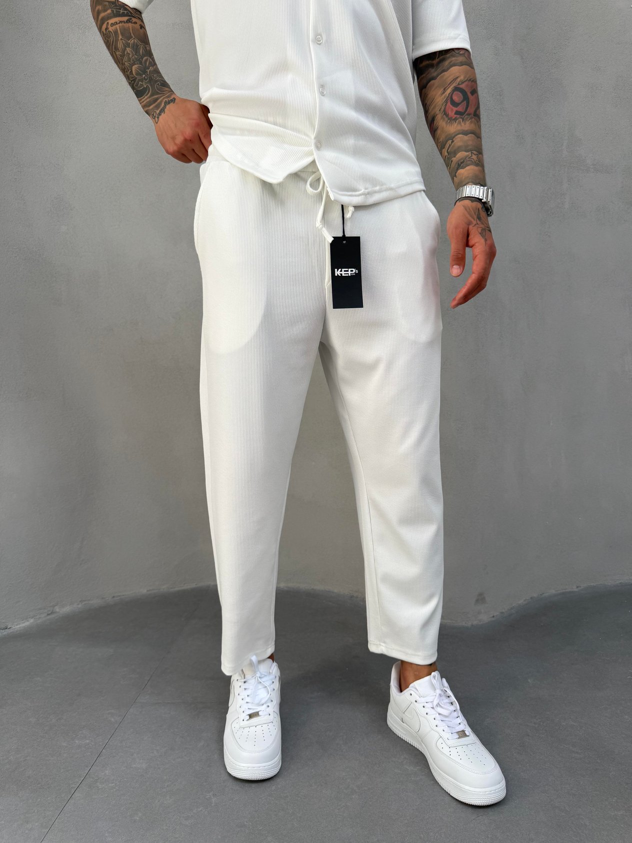 Beyaz Fitilli Boyfriend Pantolon