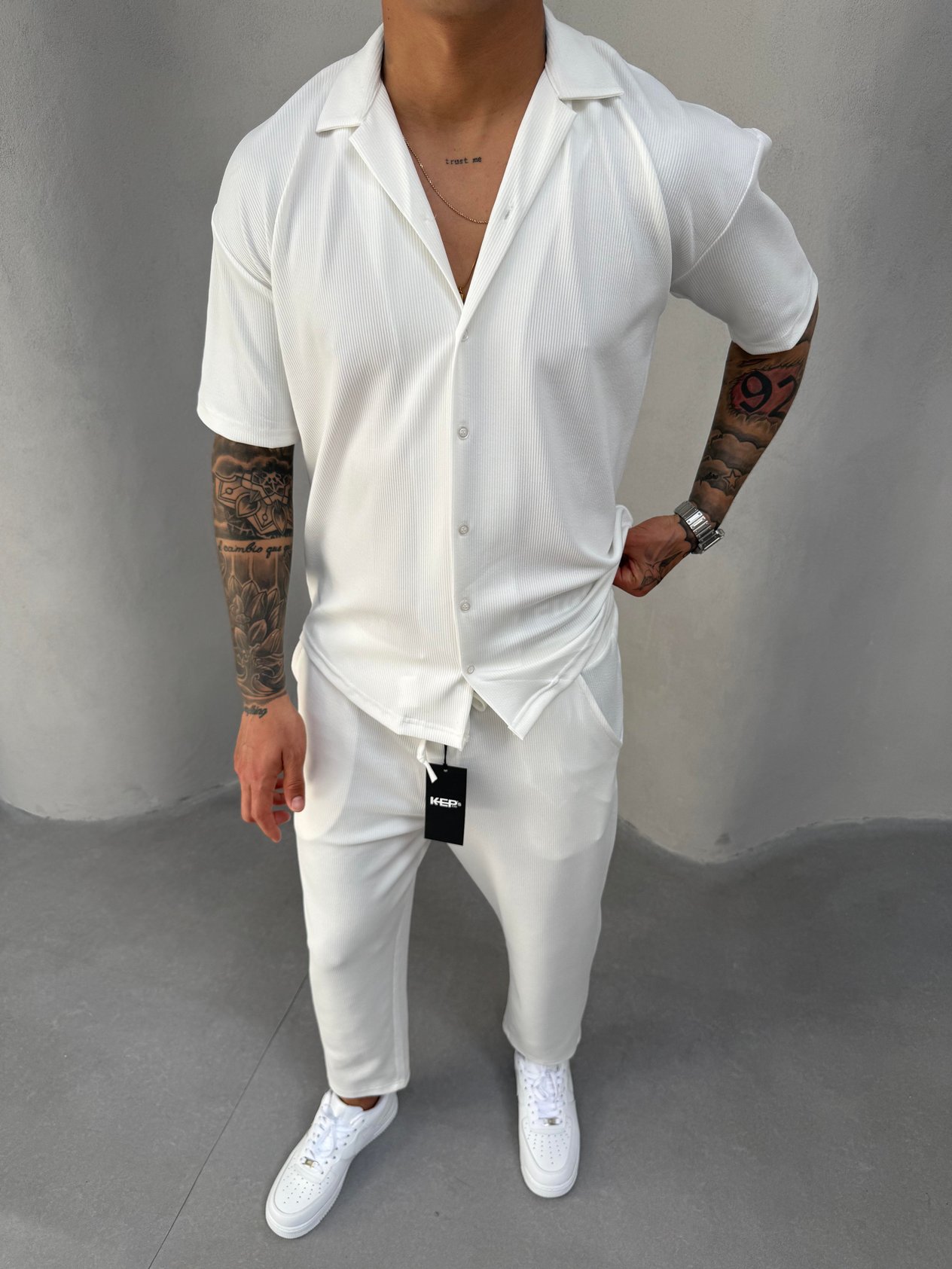 Beyaz Fitilli Boyfriend Pantolon