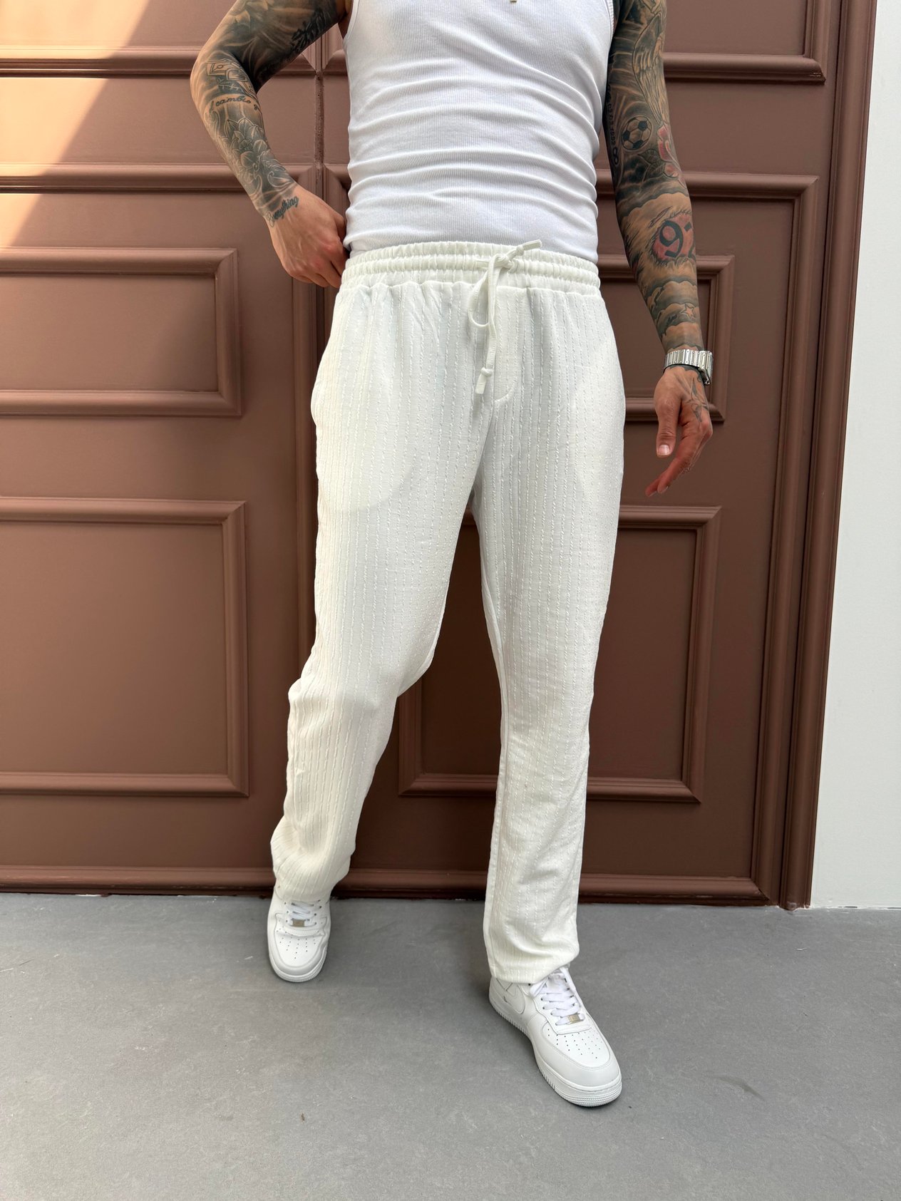 Beyaz Fitilli Jogger