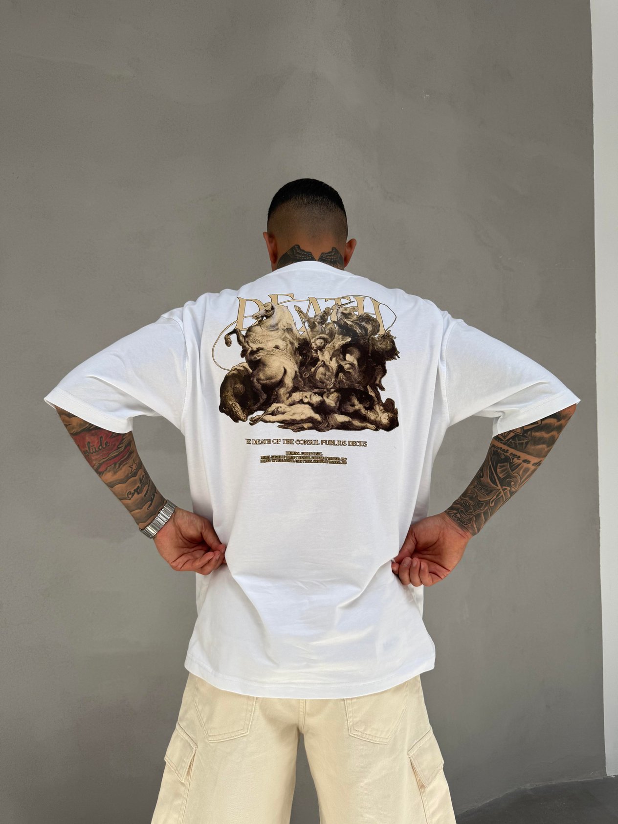 Beyaz Oversize Baskılı T-Shirt