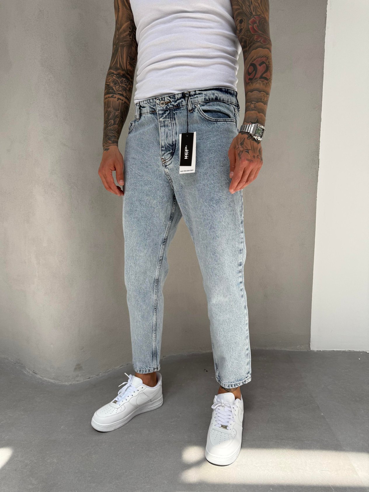 Buz Mavi Yıkamalı Boyfriend Jean