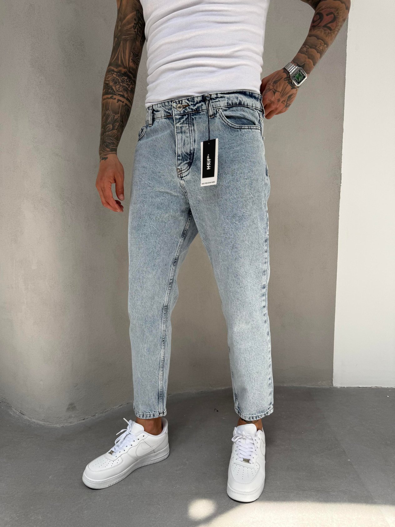Buz Mavi Yıkamalı Boyfriend Jean
