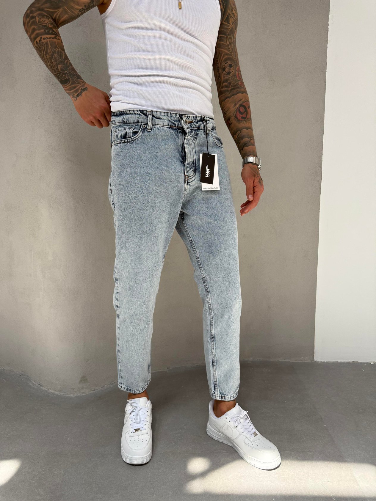 Buz Mavi Yıkamalı Boyfriend Jean