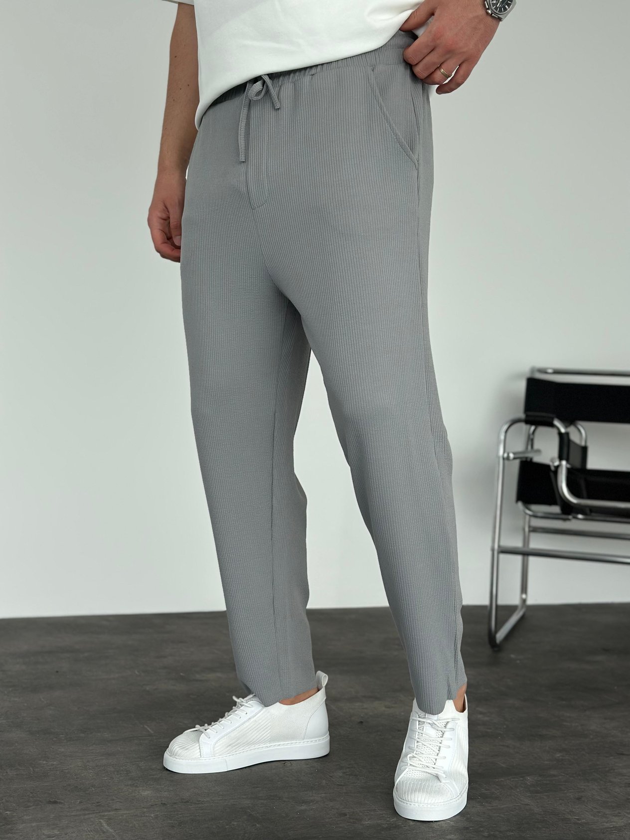 Füme Asimetrik Paça Boyfriend Pantolon