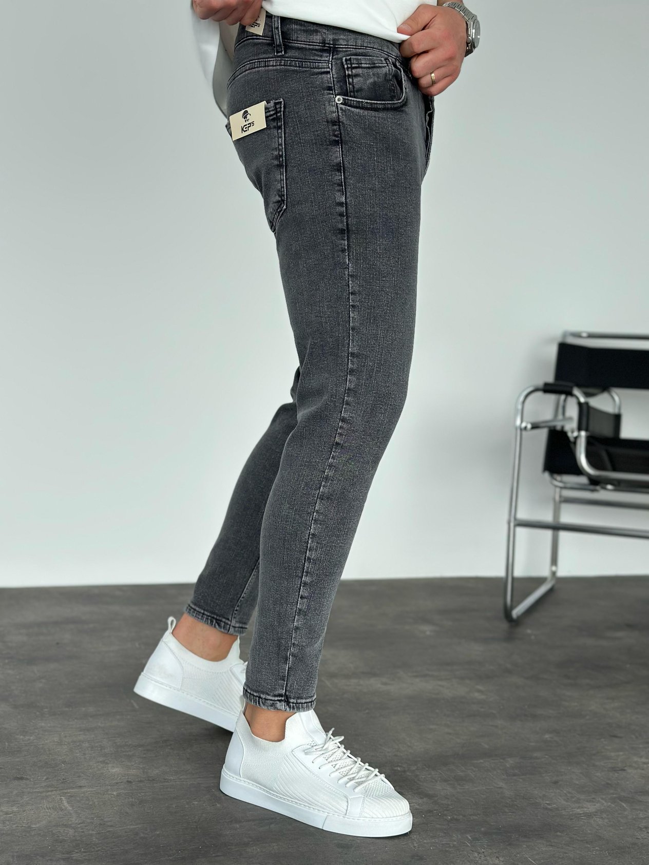 Füme Kırçıllı Slimfit Jean