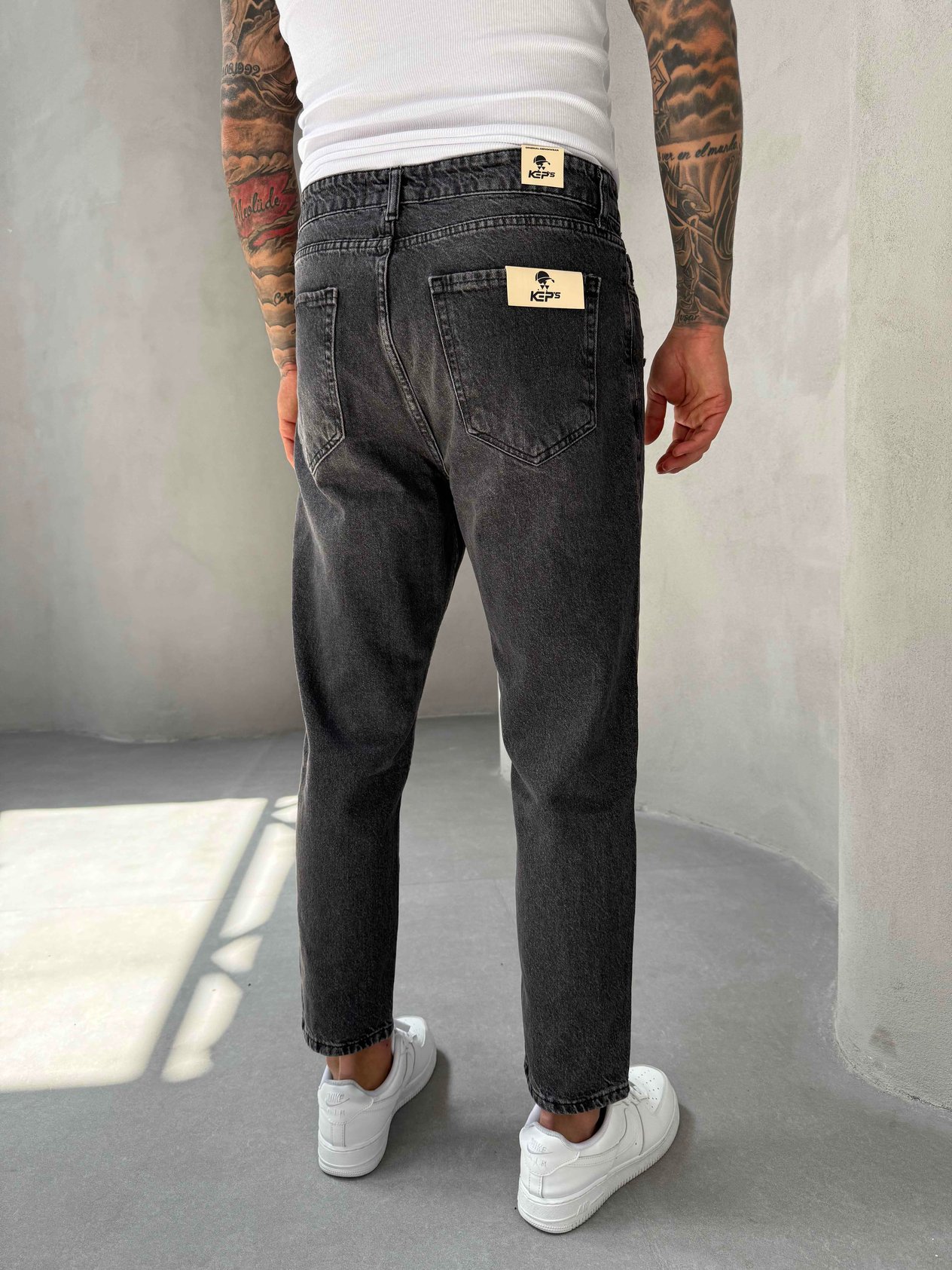 Füme Lazer Detaylı Boyfriend Jean