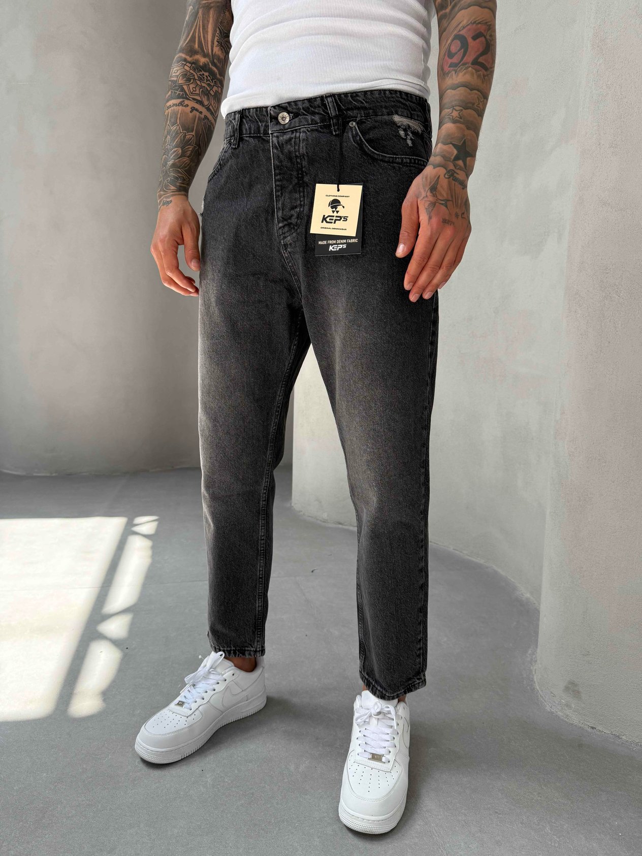 Füme Lazer Detaylı Boyfriend Jean