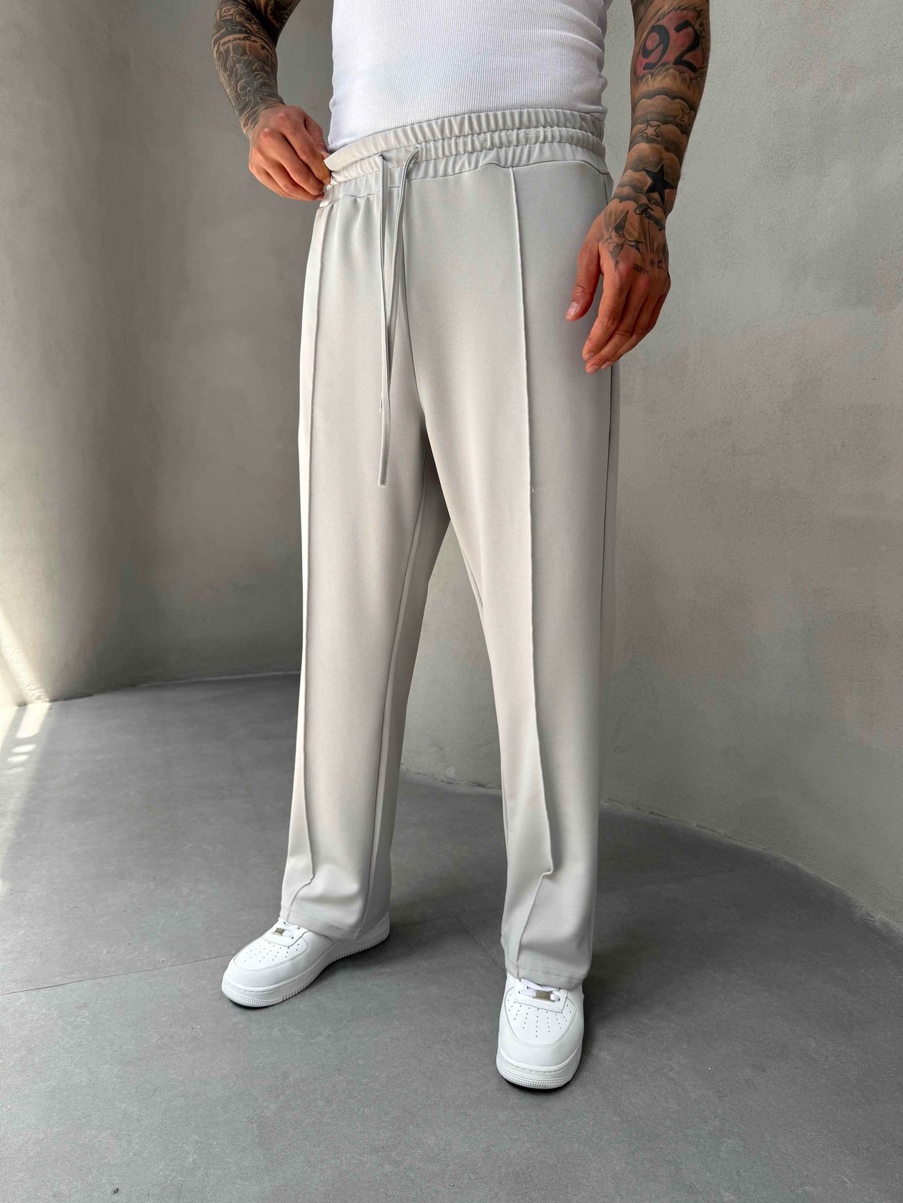 Gri Doubleface Kumaş Baggy Pantolon