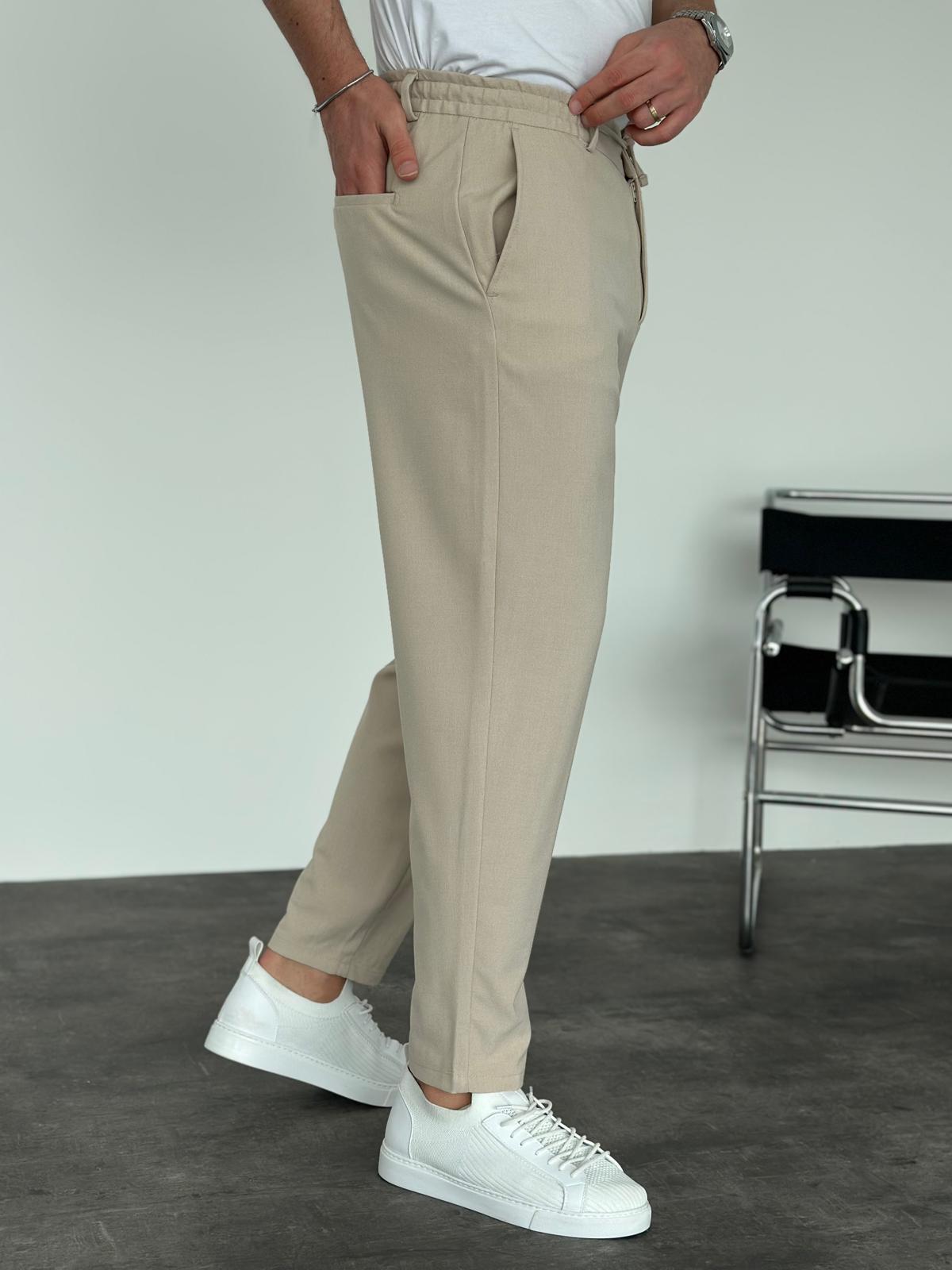 Krem Boyfriend Jogger Pantolon