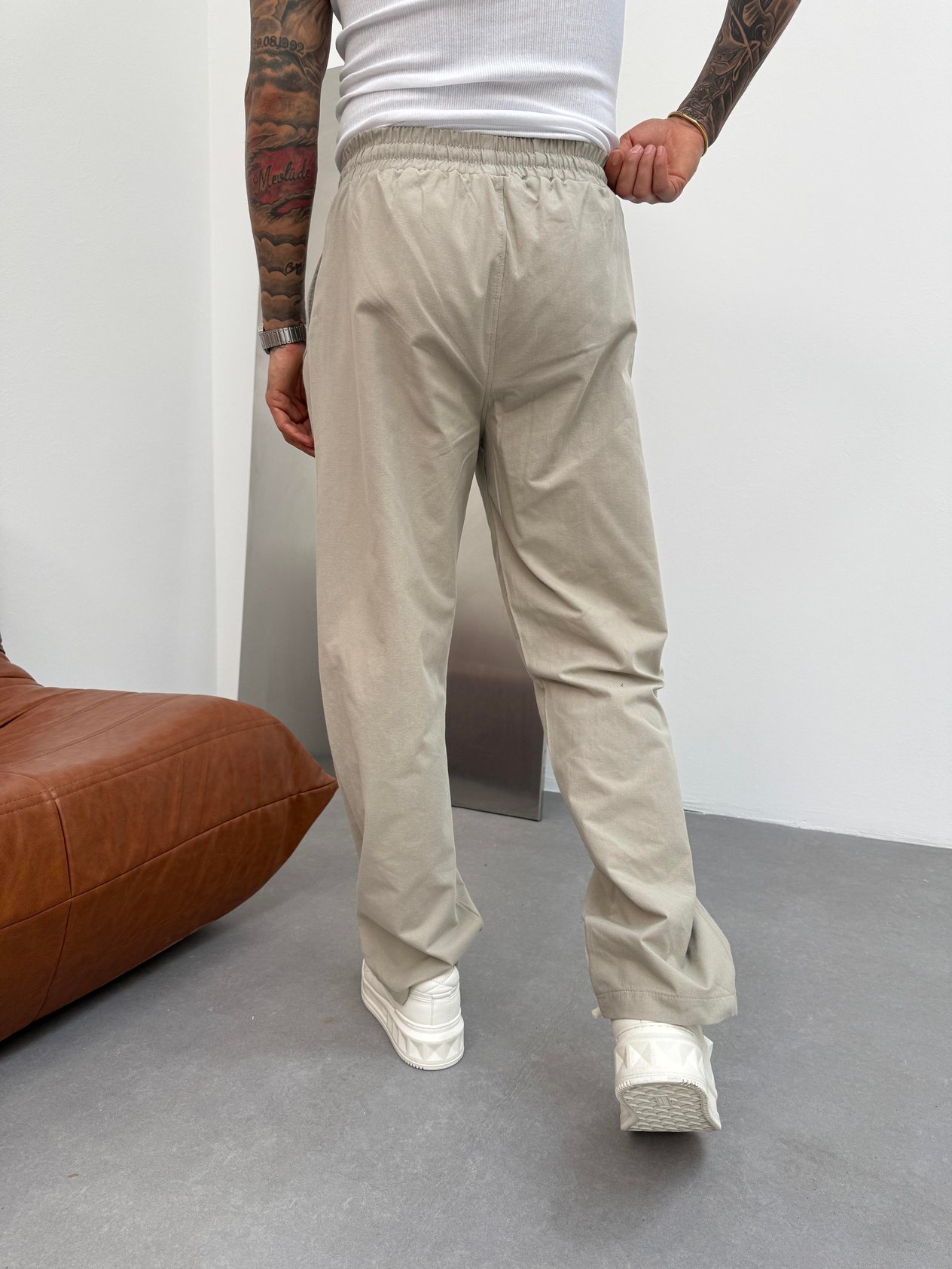 Küf Gri Keten Baggy Pantolon