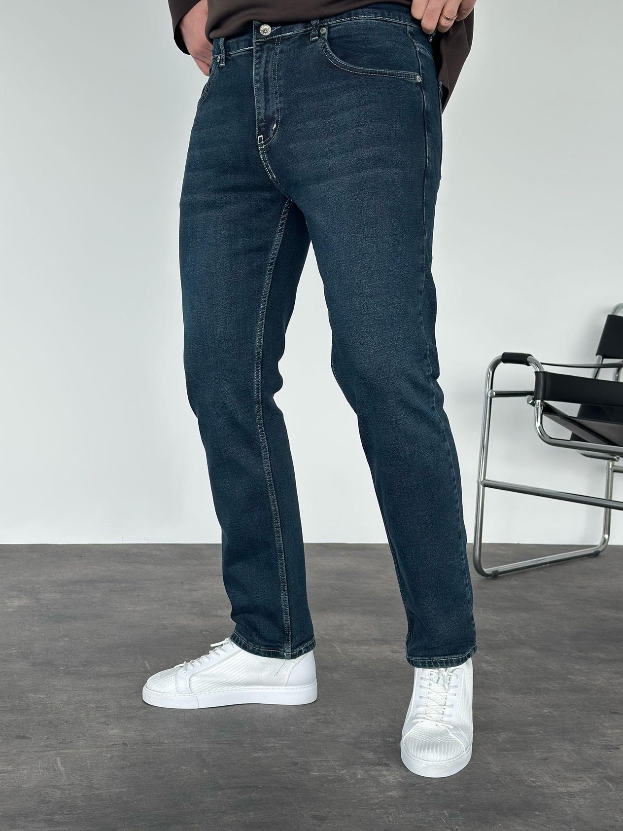 Lacivert Yıkamalı Regular Fit Jean
