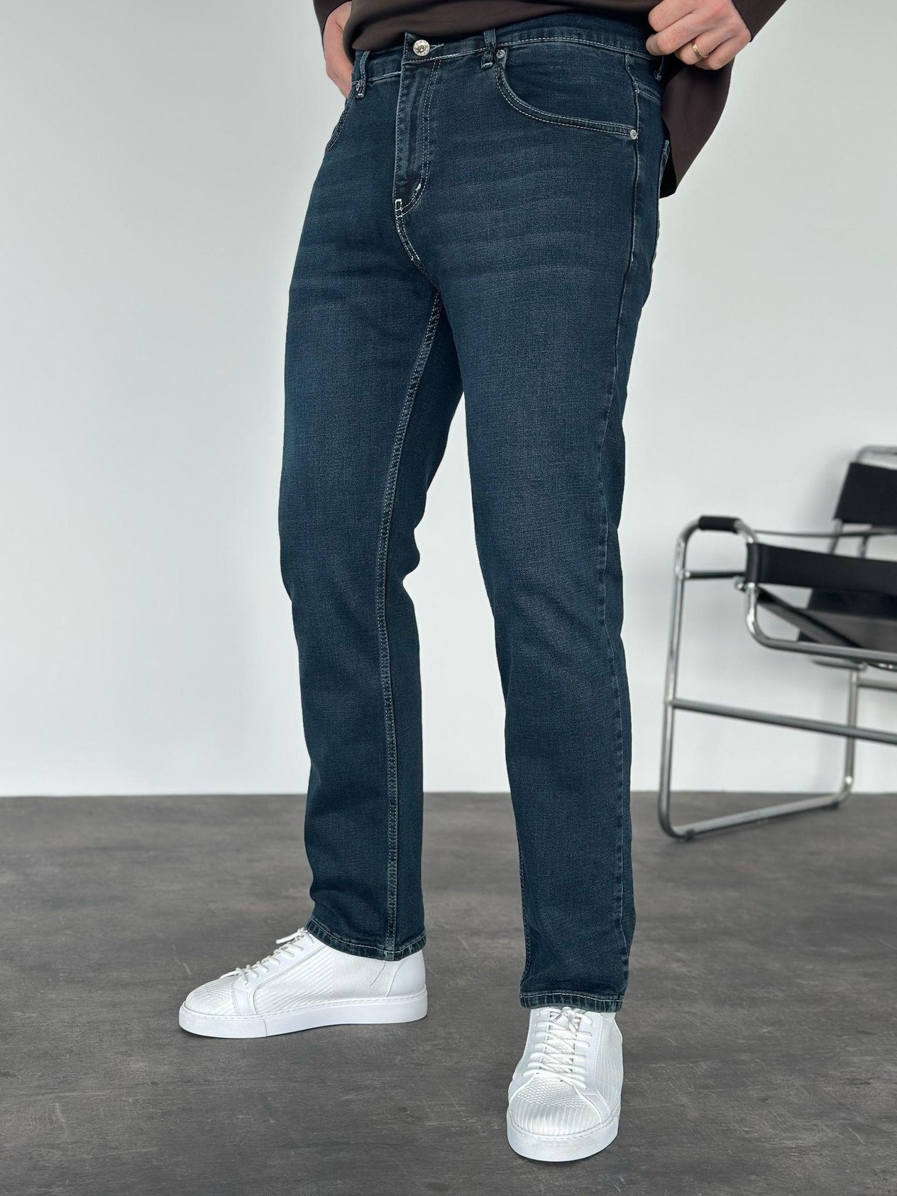 Lacivert Yıkamalı Regular Fit Jean