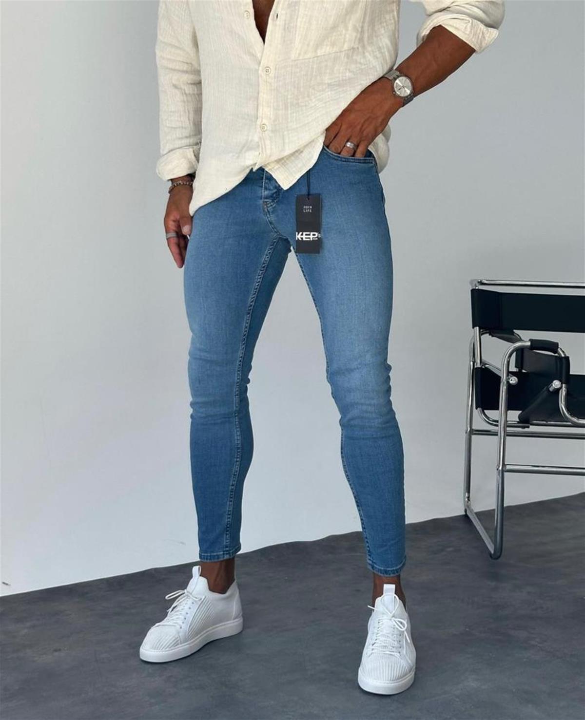 Lazer Detaylı Slimfit Jean