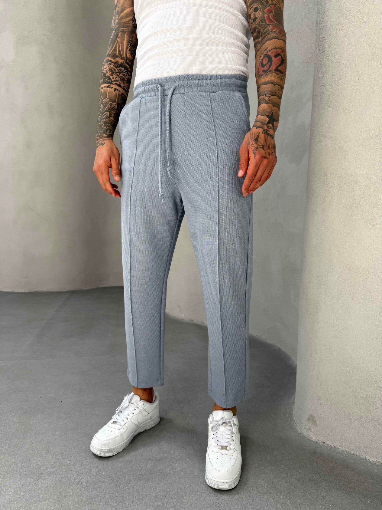 Mavi Waffle Kumaş Boyfriend Pantolon