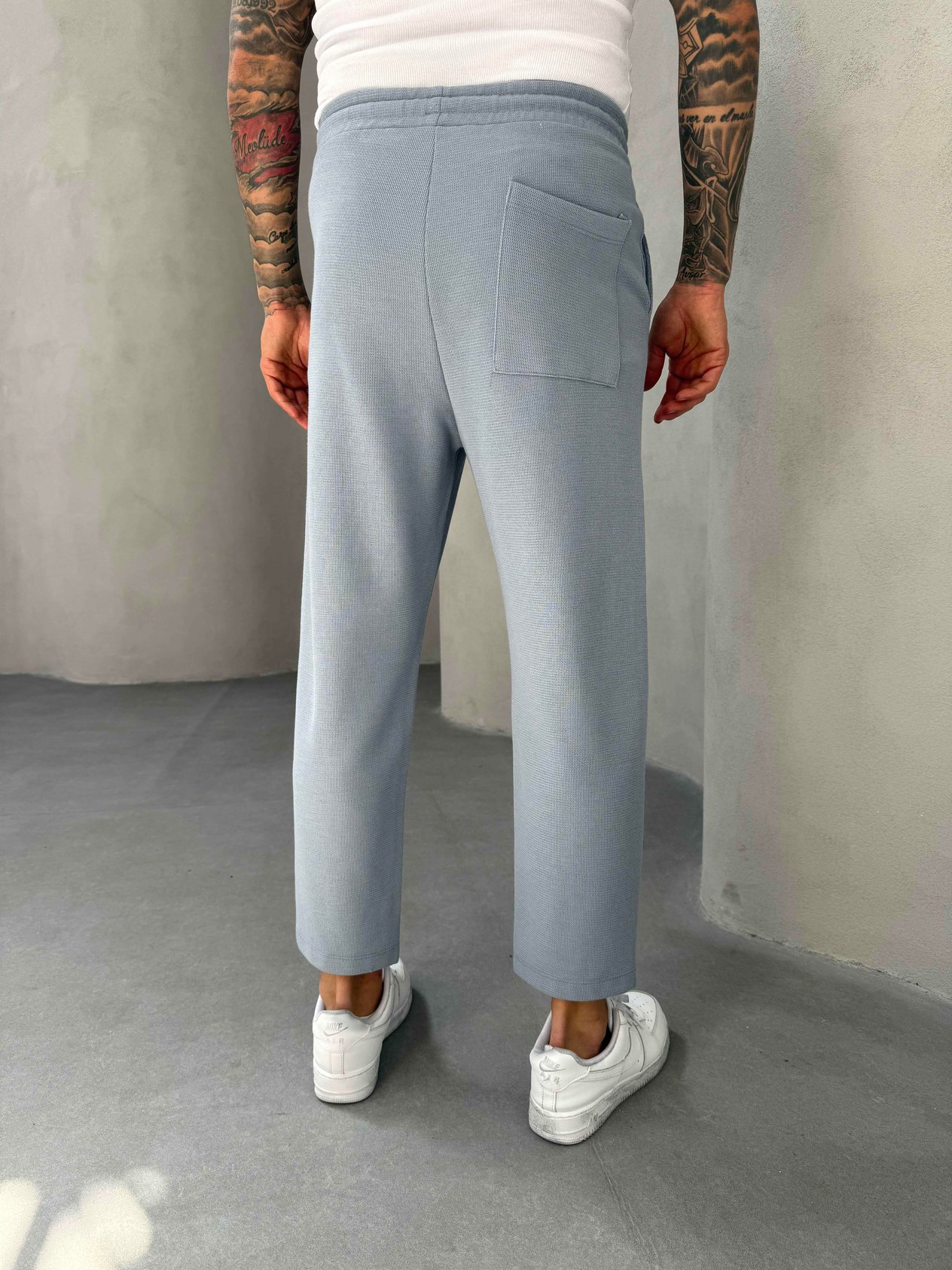 Mavi Waffle Kumaş Boyfriend Pantolon