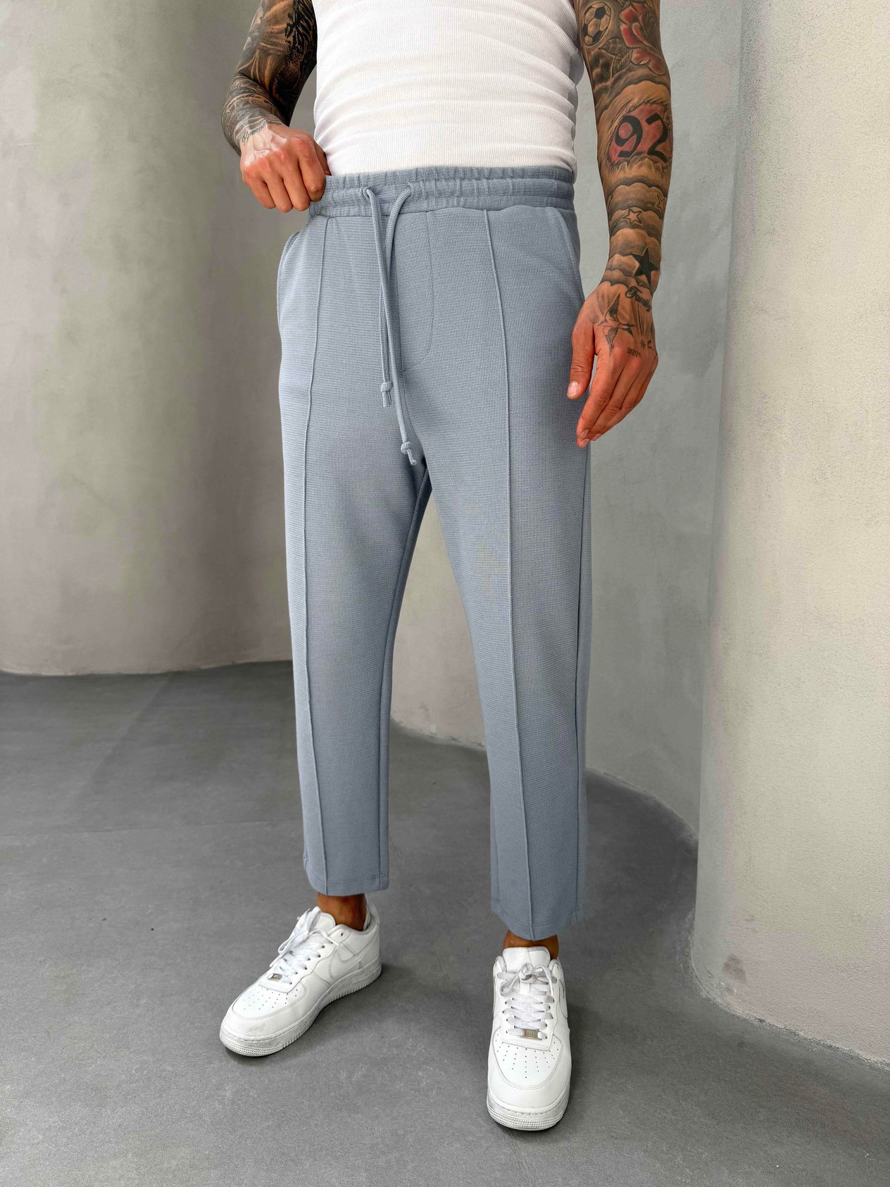 Mavi Waffle Kumaş Boyfriend Pantolon
