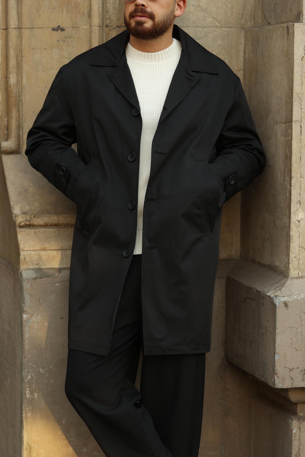 Siyah Oversize Trençkot