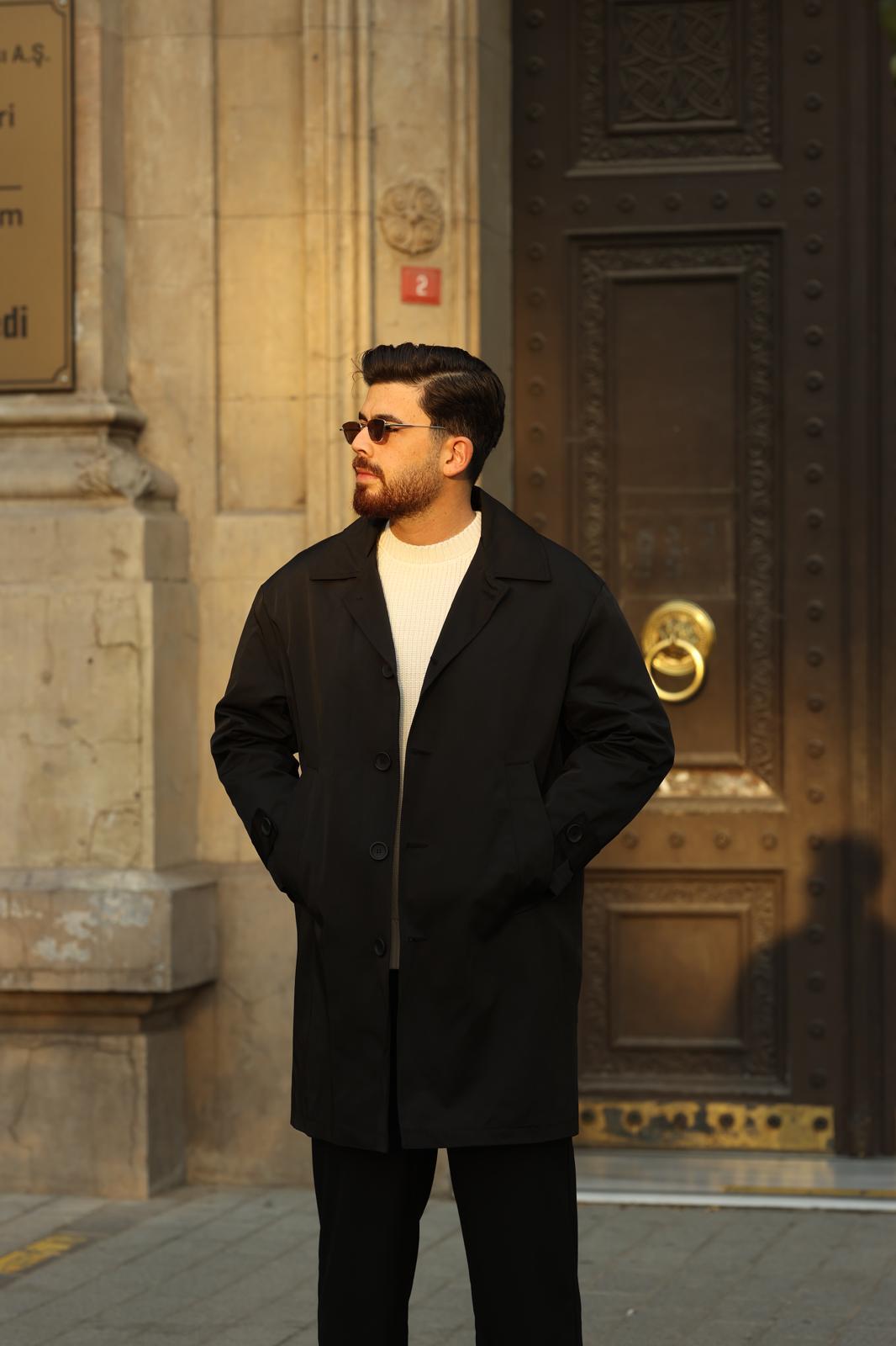 Siyah Oversize Trençkot