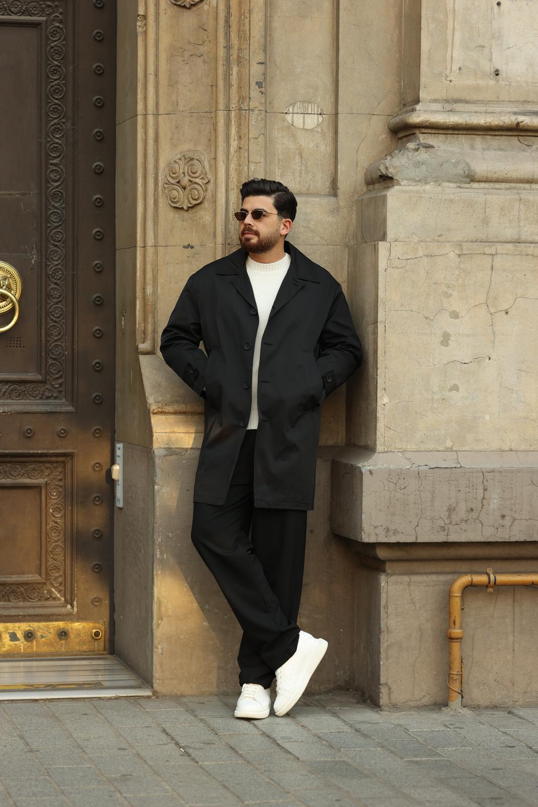 Siyah Oversize Trençkot