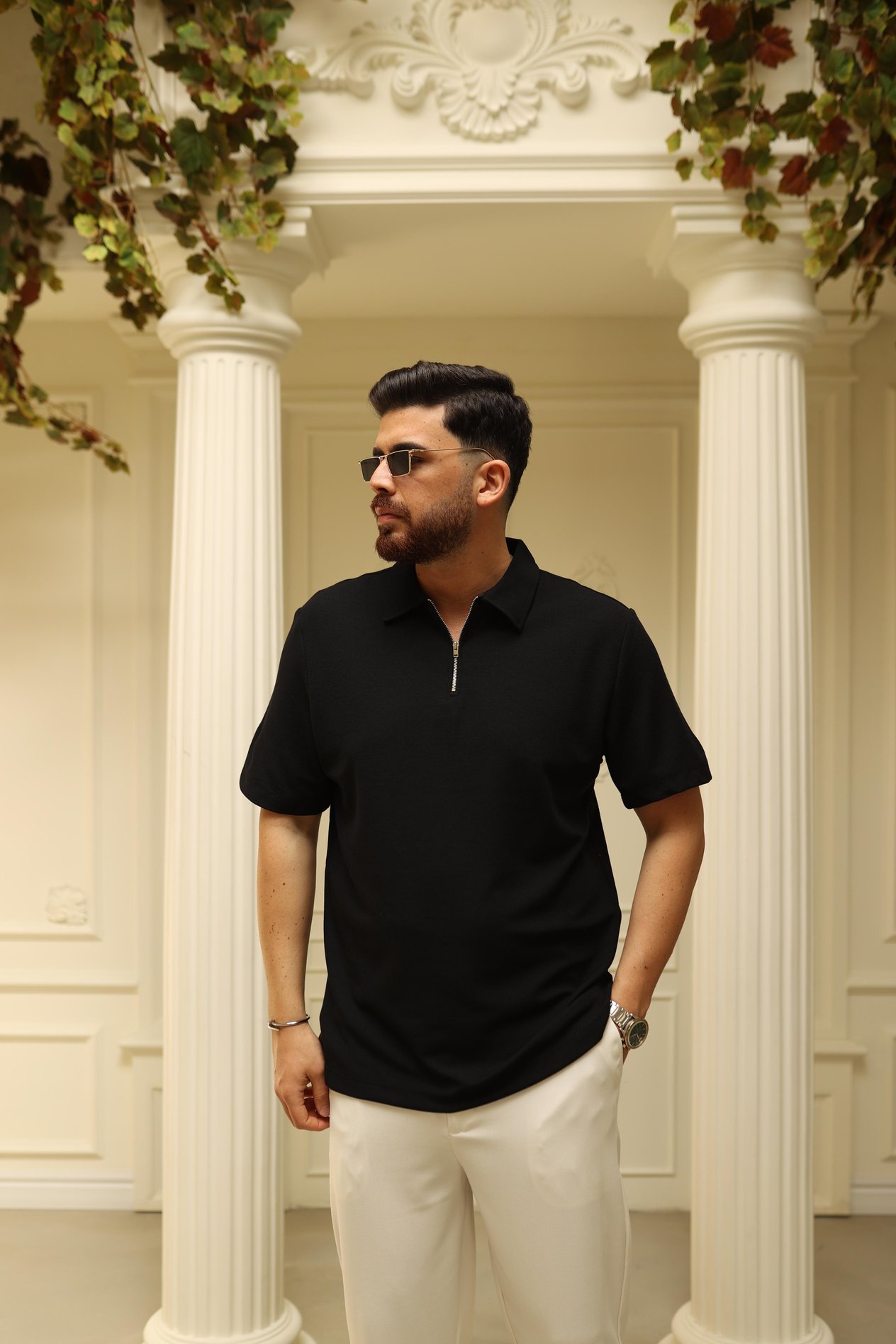 Siyah Pike Polo Yaka T-Shirt