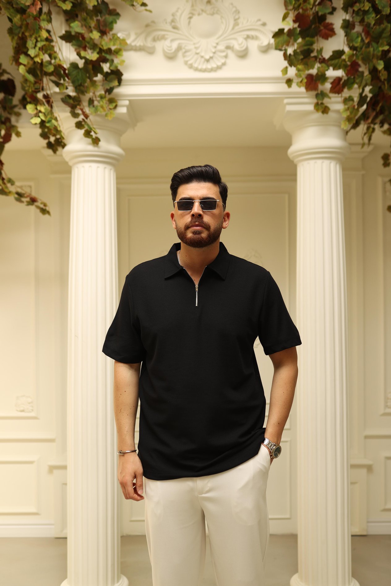 Siyah Pike Polo Yaka T-Shirt