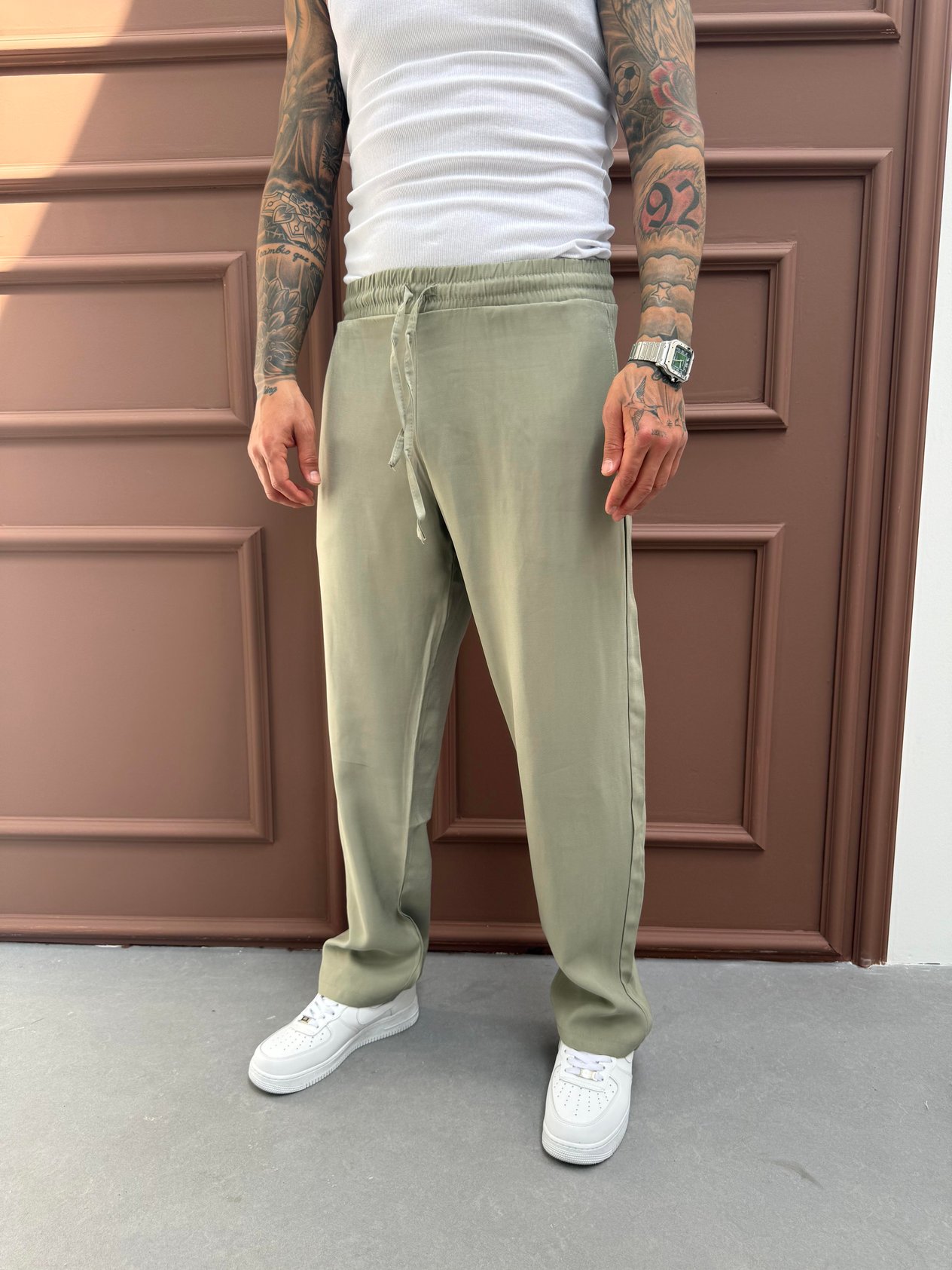 Yeşil Duble Kumaş Baggy Pantolon