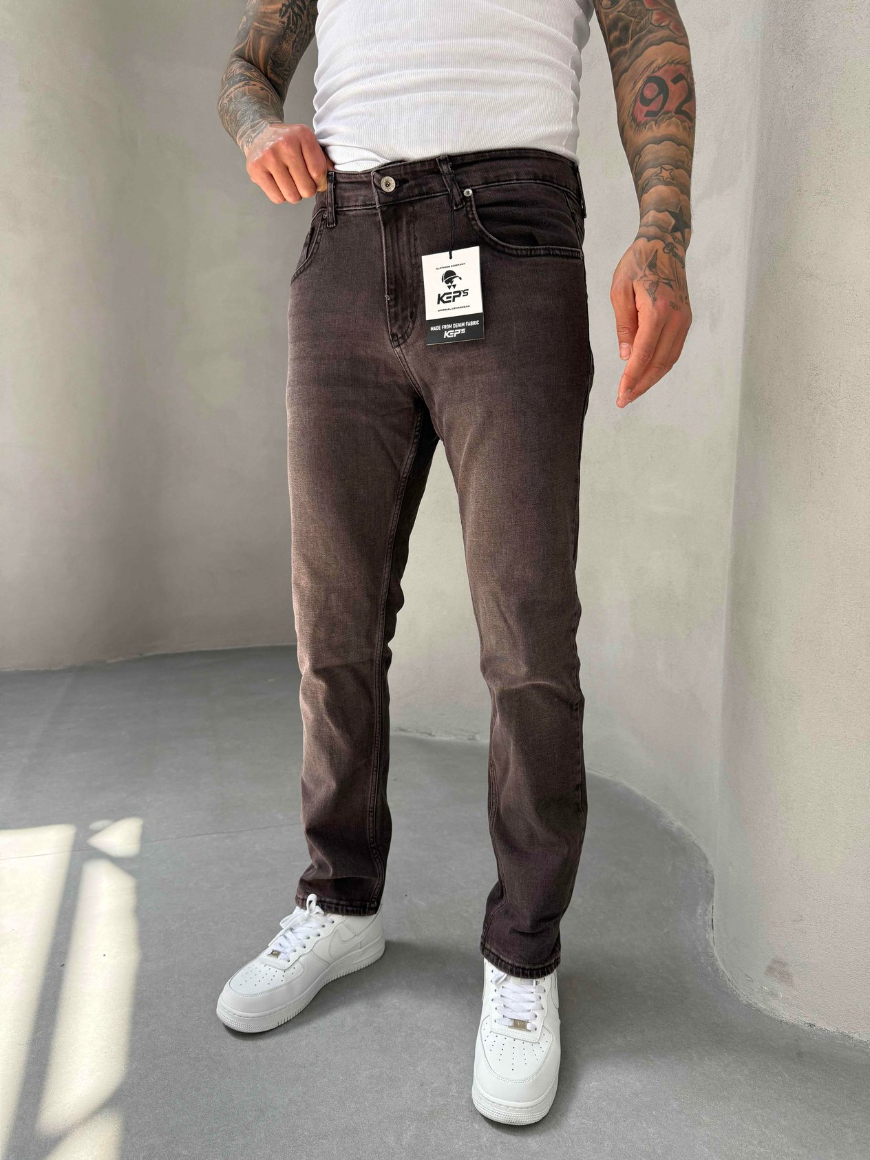 Yıkamalı Kahverengi Regular Fit Jean