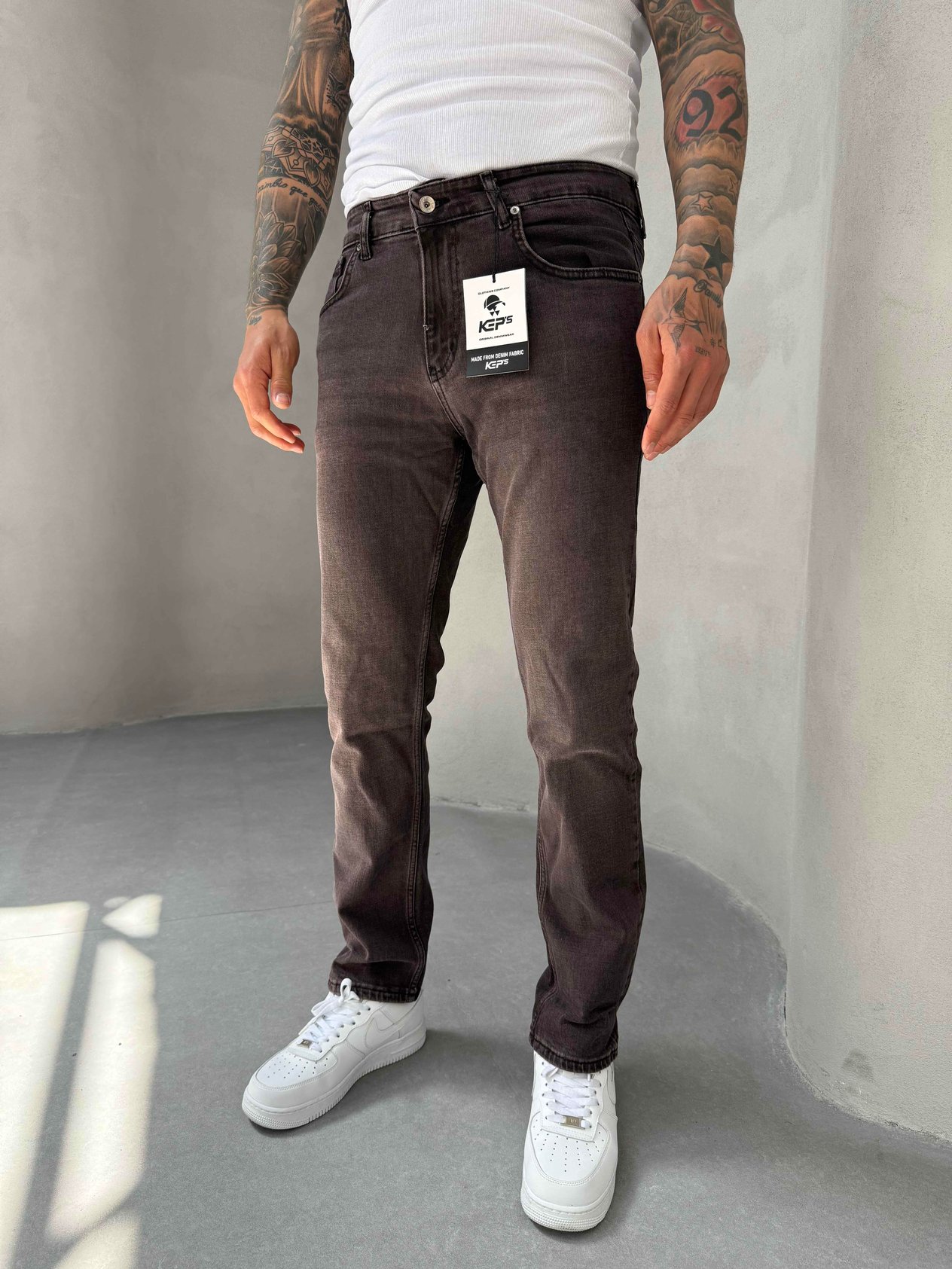 Yıkamalı Kahverengi Regular Fit Jean