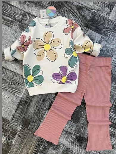 İPEK KİDS FLOVER FİTİLLİ ALT KIZ ÇOCUK TAKIM KREM