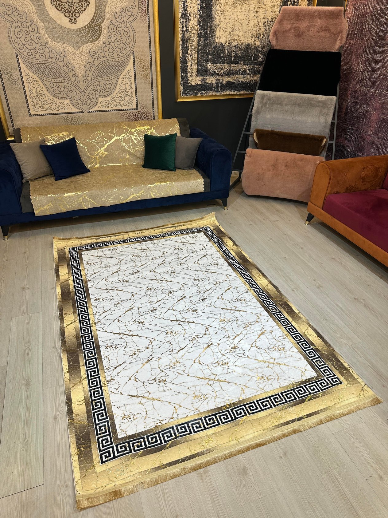 BAMBU SİMLİ DESENLİ BEYAZ GOLD