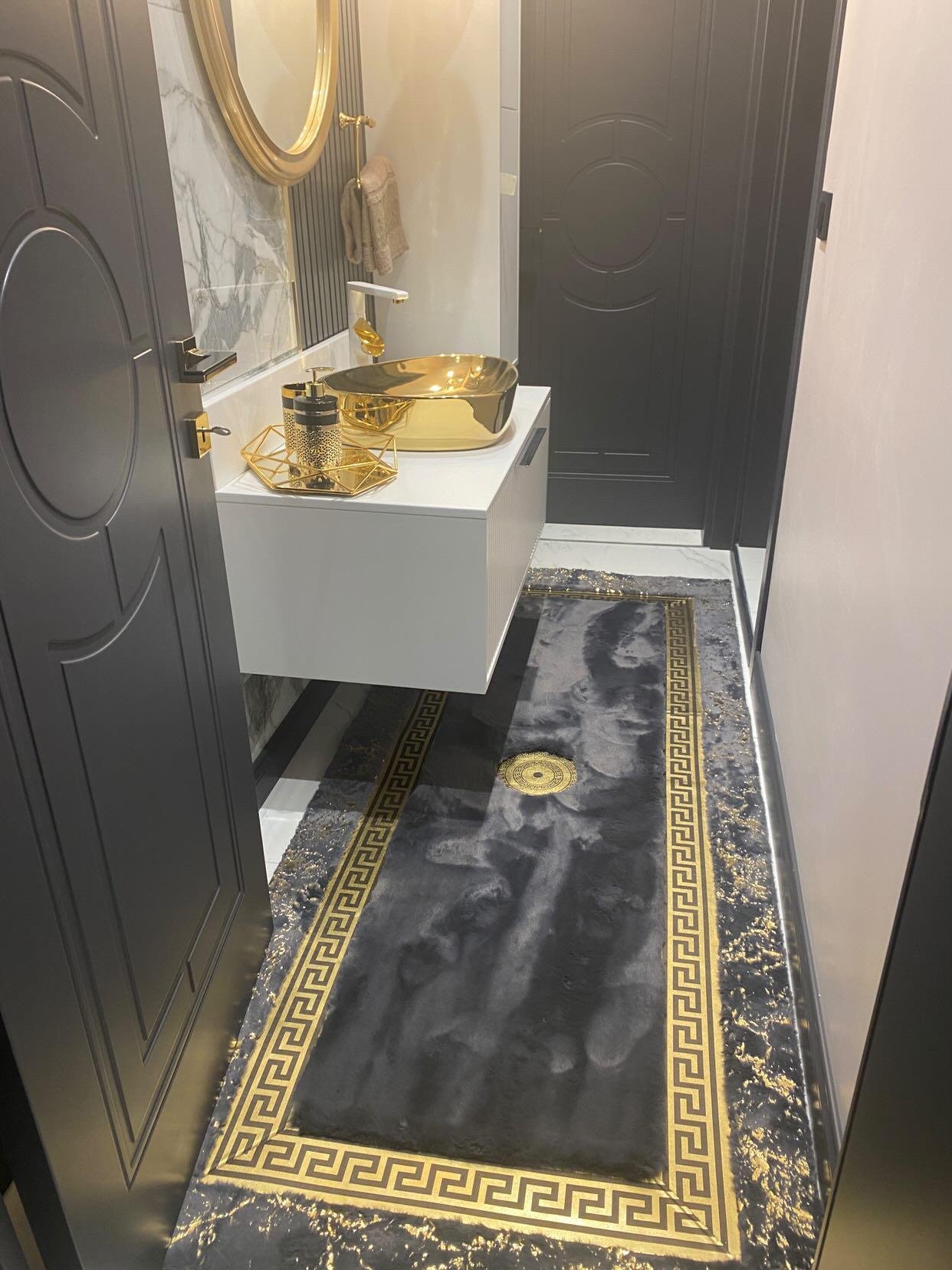 LUXURY FUR SİMLİ ANTRASİT GOLD DERİLİ