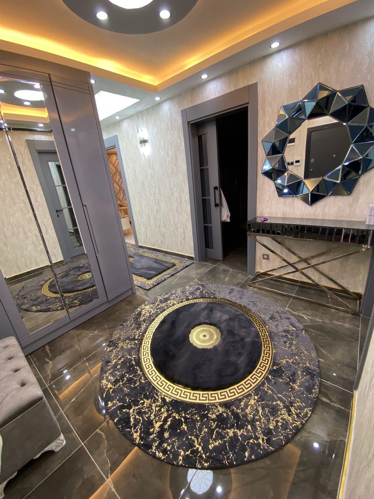 LUXURY FUR SİMLİ ANTRASİT GOLD DERİLİ