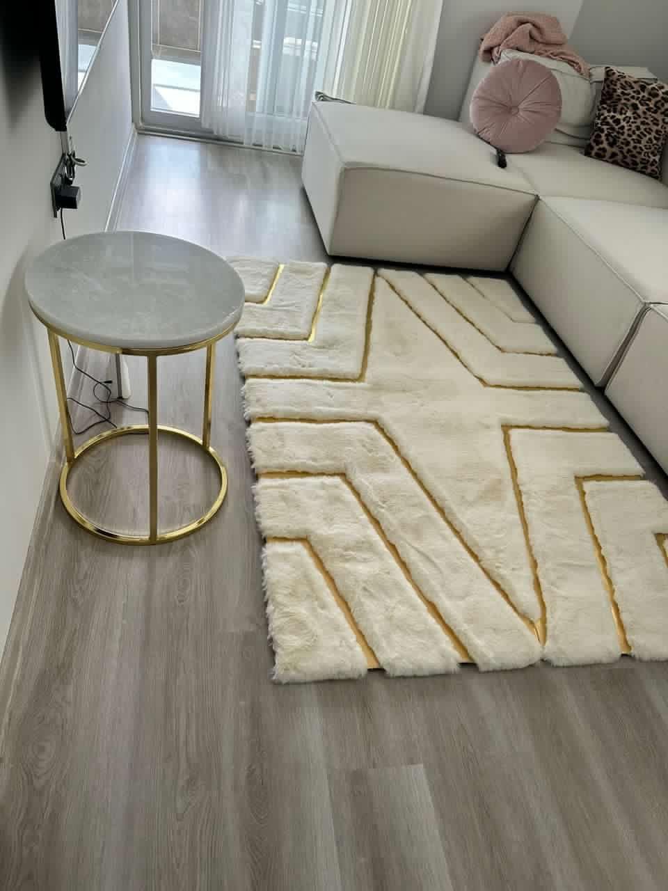 LUXURY FUR V MODEL KREM GOLD DERİLİ 