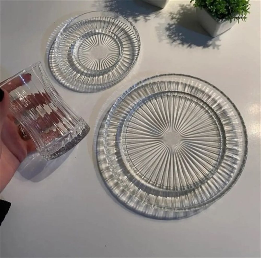 Cam Elysia 6 Kişilik  Pasta Tabağı