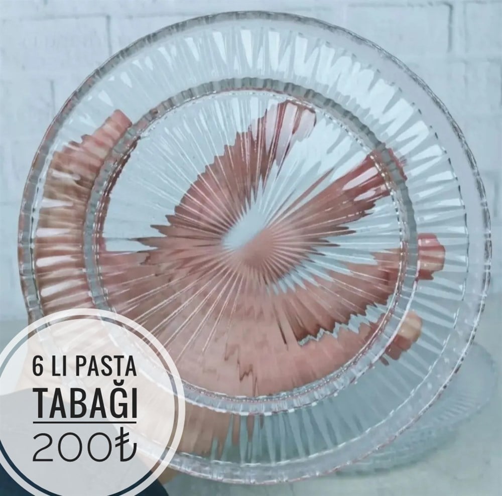 Cam Elysia 6 Kişilik  Pasta Tabağı
