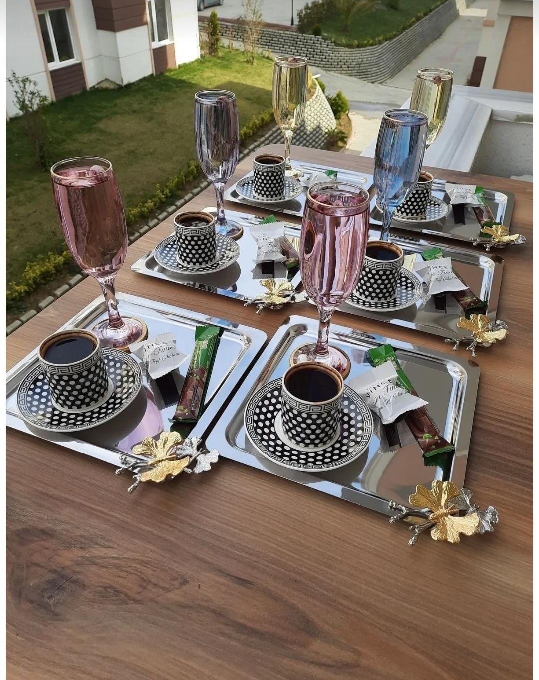 Kare Kelebek Gümüş Tepsi