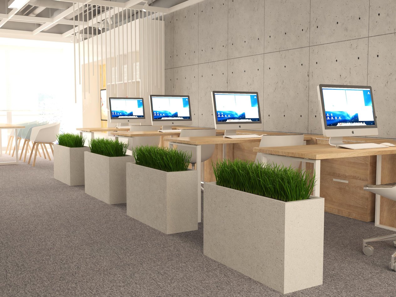 SAKSIPARK-Dikdörtgen Serisi Köşeli Beton Gri Saksı
