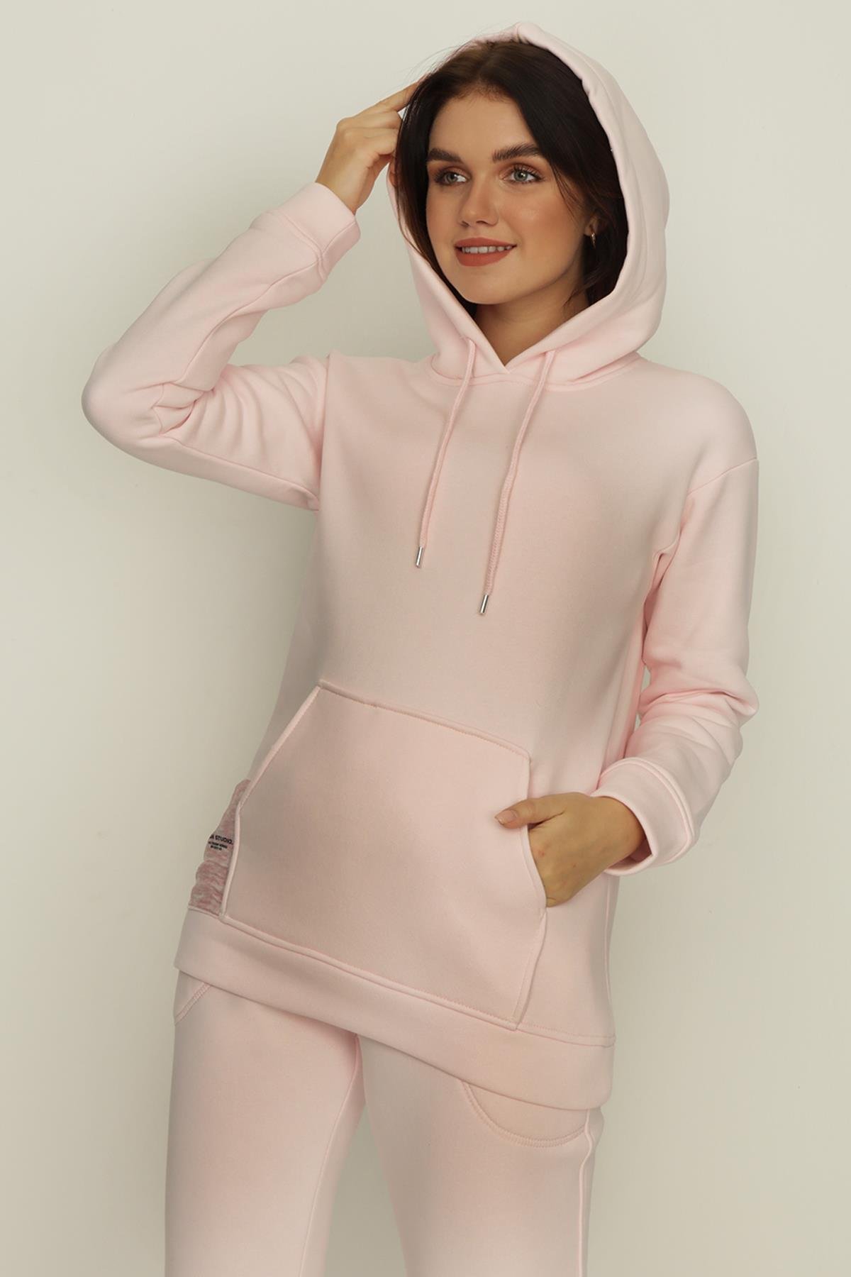 Kadın Kapüşonlu Peçli Sweatshirt
