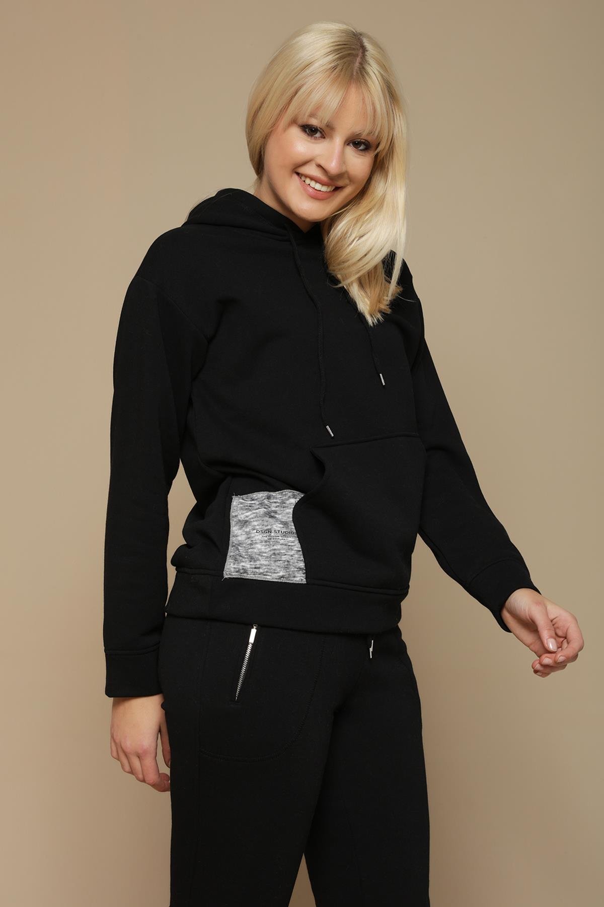 Kadın Kapüşonlu Peçli Sweatshirt