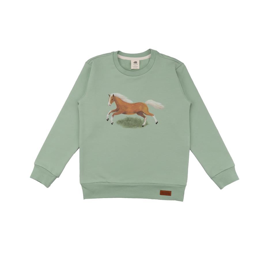 WalkiddySweatshirtYeşil Zemin At Baskılı Organik Çocuk Sweatshirt