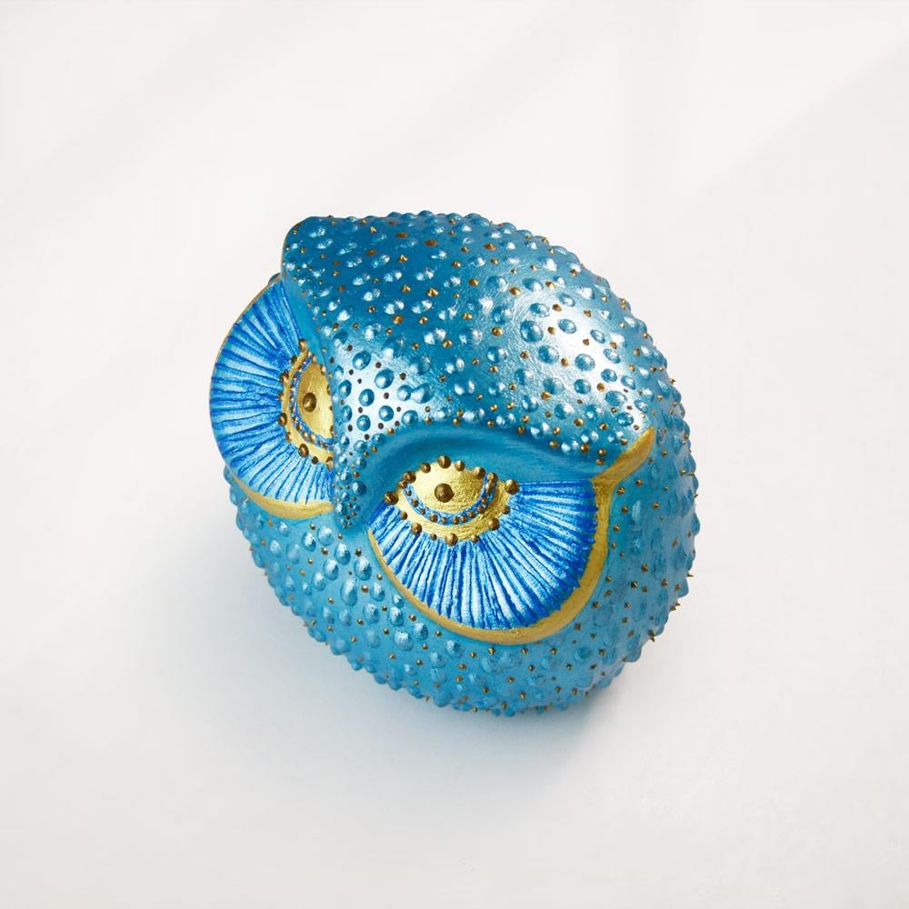 Coho Art Tılsımlı Baykuş El Yapımı Sanatsal Dekoratif Obje - Brilliant Blue
