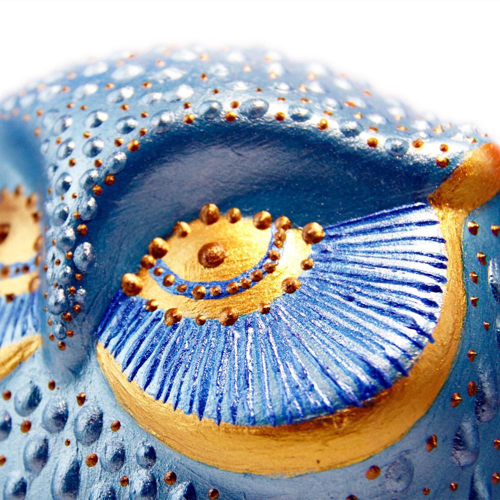 Coho Art Tılsımlı Baykuş El Yapımı Sanatsal Dekoratif Obje - Brilliant Blue