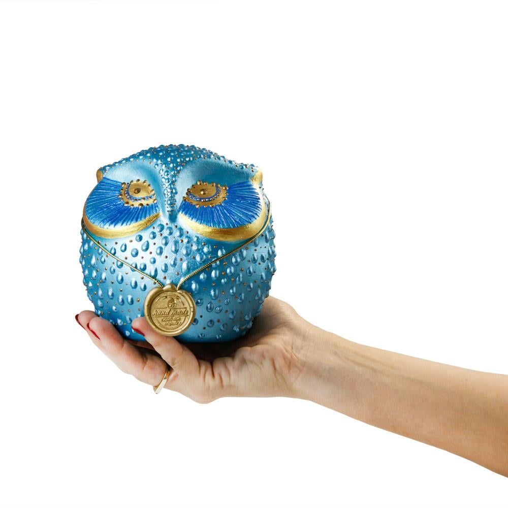 Coho Art Tılsımlı Baykuş El Yapımı Sanatsal Dekoratif Obje - Brilliant Blue