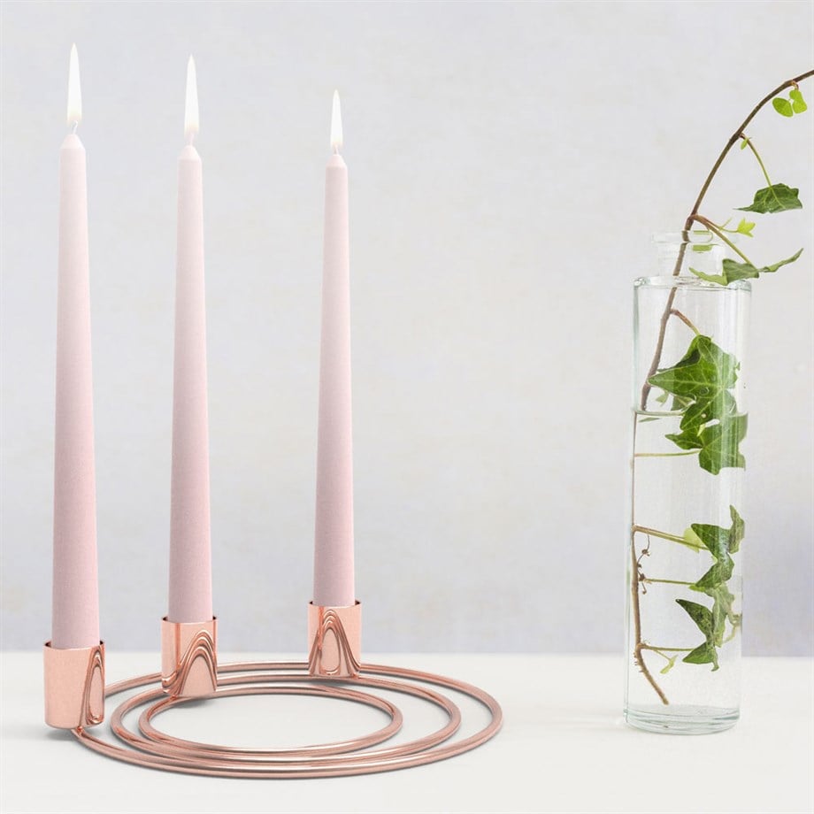 Coho Elegant Bakır Mum Söndürücü & Circles 3 lü Şamdan Seti