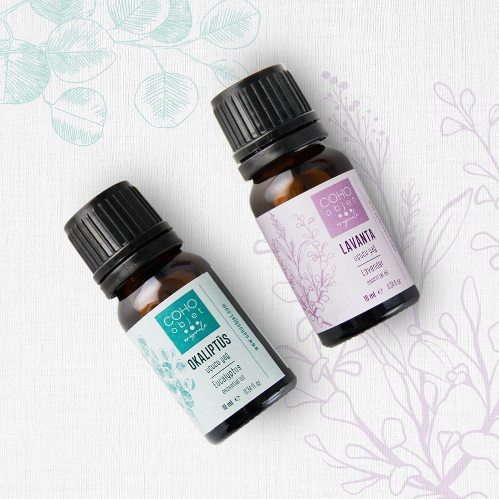Coho Natural Lavanta & Okaliptus Aromaterapi Buhurdanlık Yağ Seti - 2 li