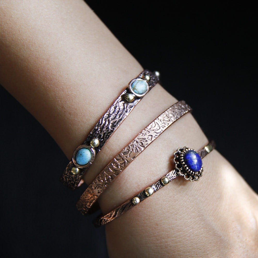 Coho Tılsım Lapis Lazuli Taşlı El İşleme Bileklik