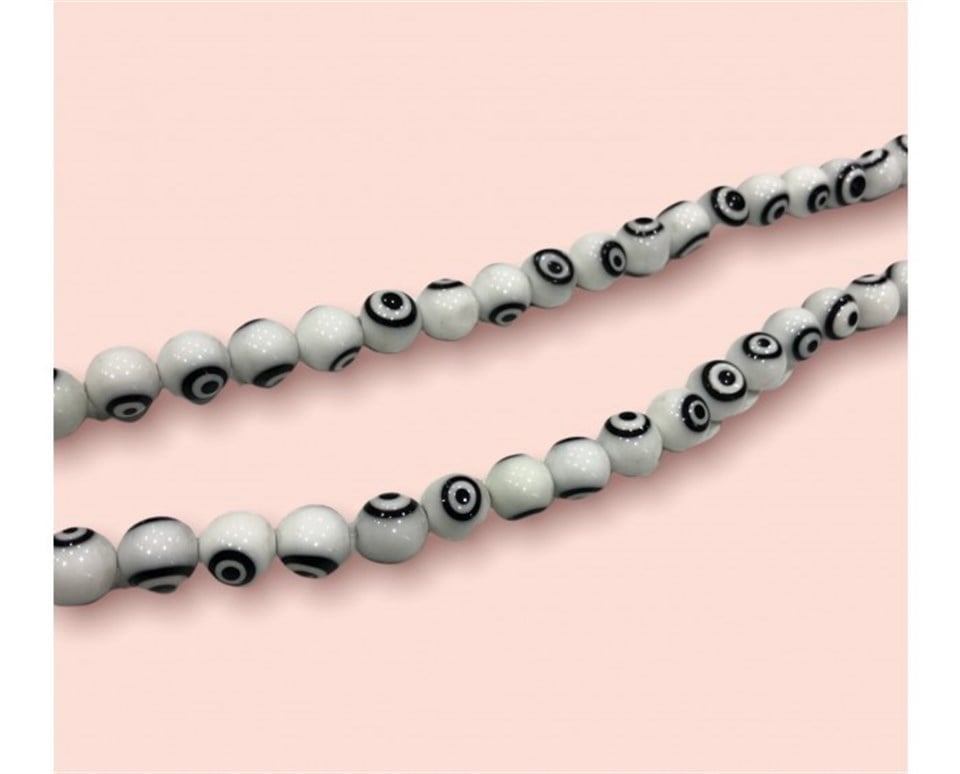Düzenli Siyah/Beyaz Dizi Nazar Boncuk Model 12 MM
