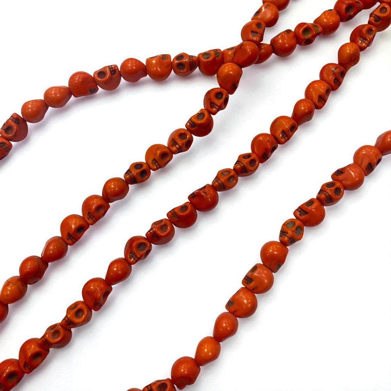 Havlit (Howlite) Kafatası Dizi Doğal Taş 8 MM Turuncu
