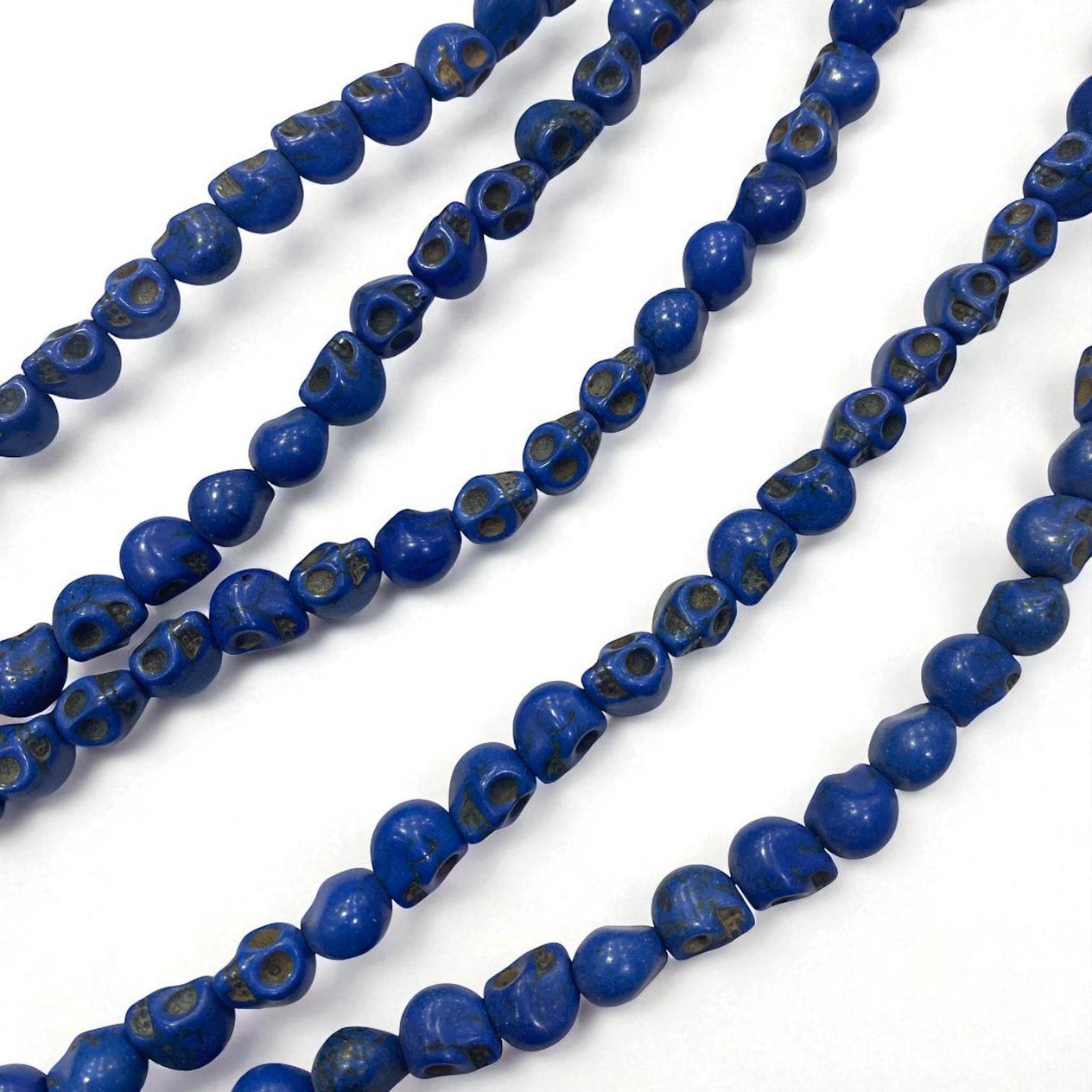 Havlit (Howlite) Kafatası Dizi Doğal Taş 8 MM Saks Mavi
