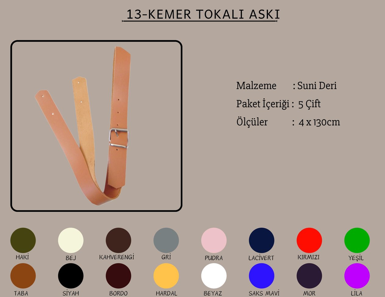 Kemer Tokalı Askılar 4x130 CM